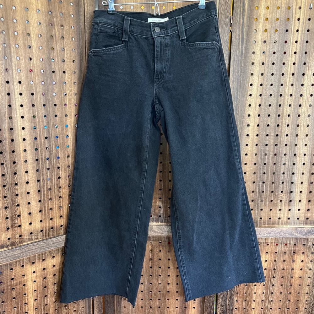 Levi's Black 94 Baggy Wide Leg Jeans W25 L 28.75 Cuff Hem Removed AS IS